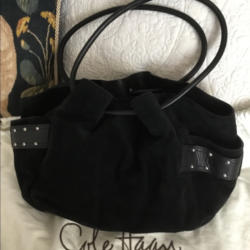 Cole Haan Black suede lunch tote
